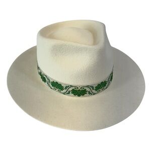 Lack of Colour Hat - Ivory/White + Green